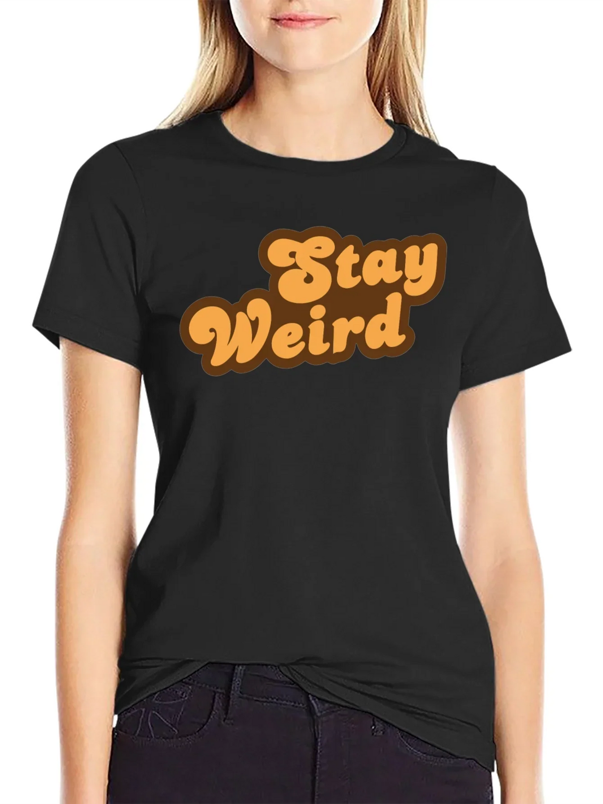 Stay Weird Retro Graphic Tee - Black