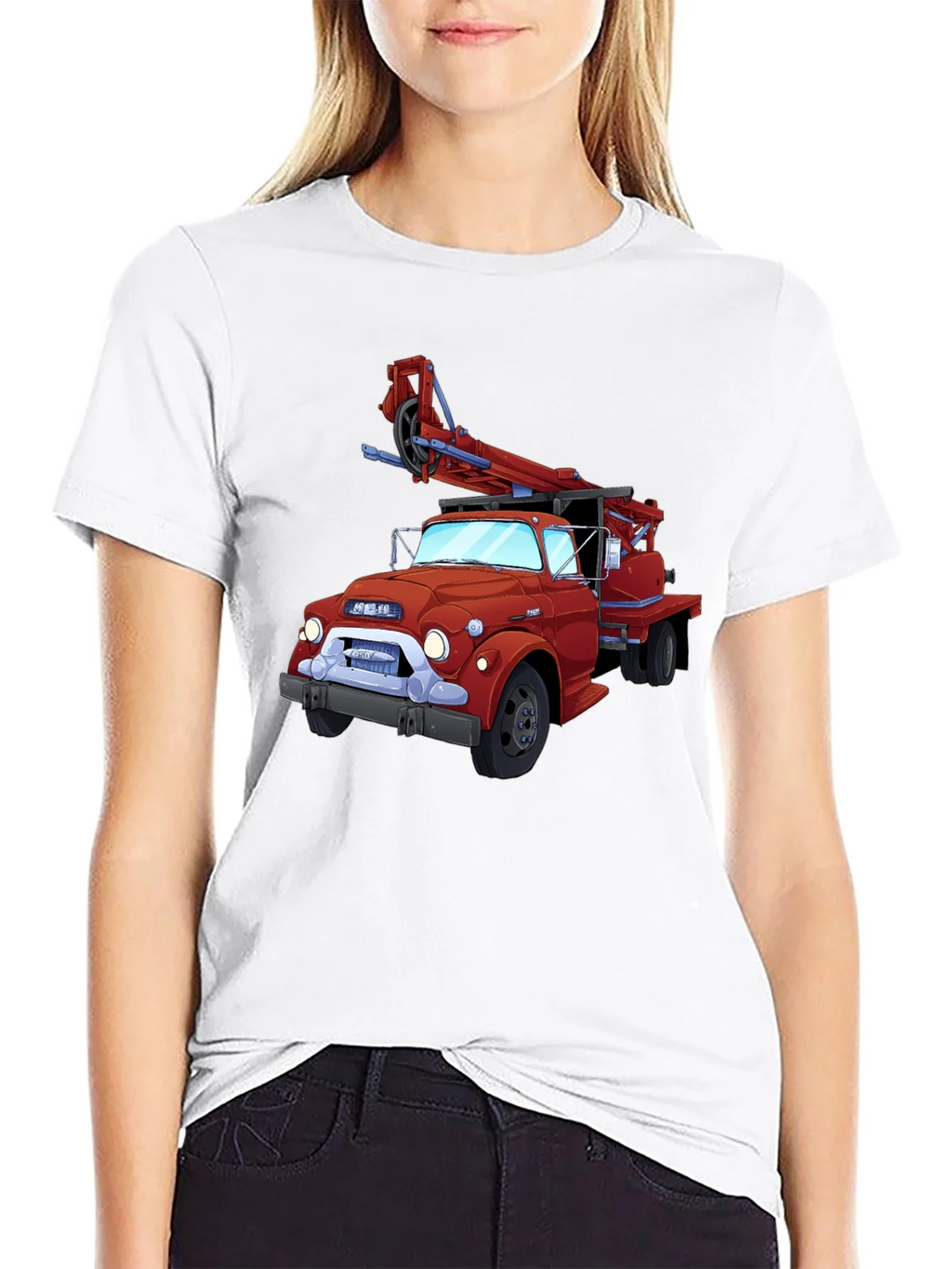 Cartoon Fire Truck Graphic T-Shirt - Classic Style