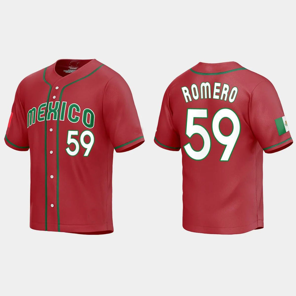 #59 JOJO ROMERO MEXICO BASEBALL 2023 WORLD BASEBALL CLASSIC REPLICA JERSEY ¨C RED Stitches Baseball Jerseys
