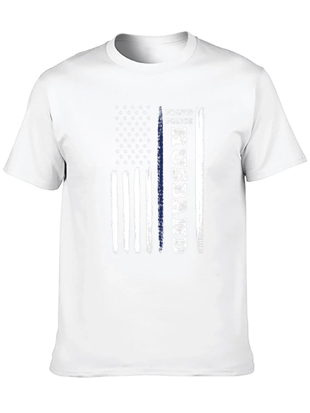 Proud Police Husband American Flag Graphic T-Shirt
