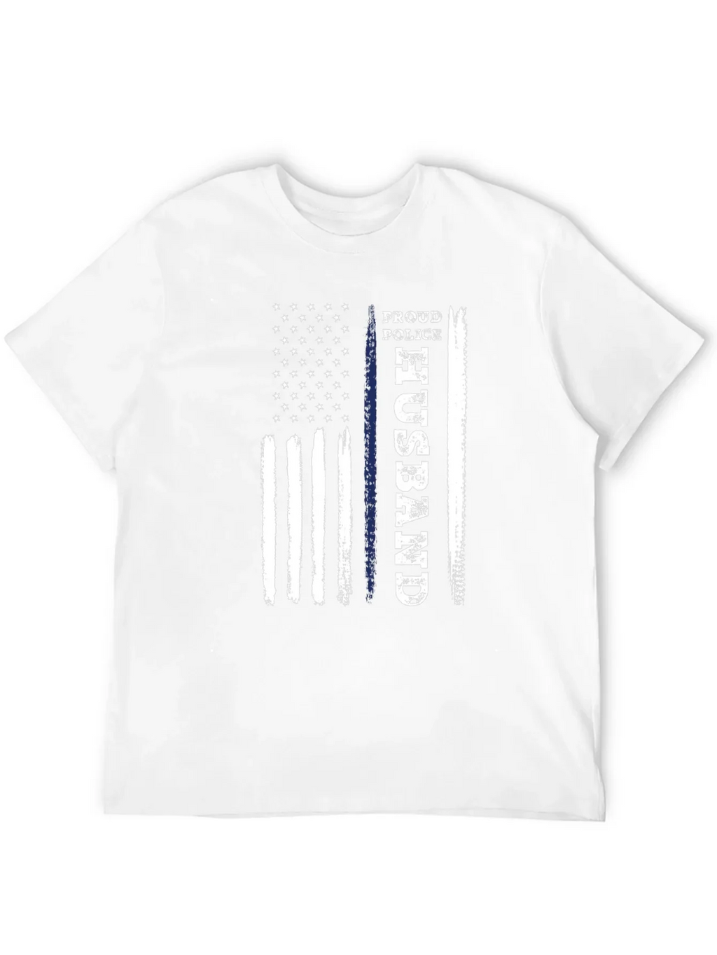 Proud Police Husband American Flag Graphic T-Shirt