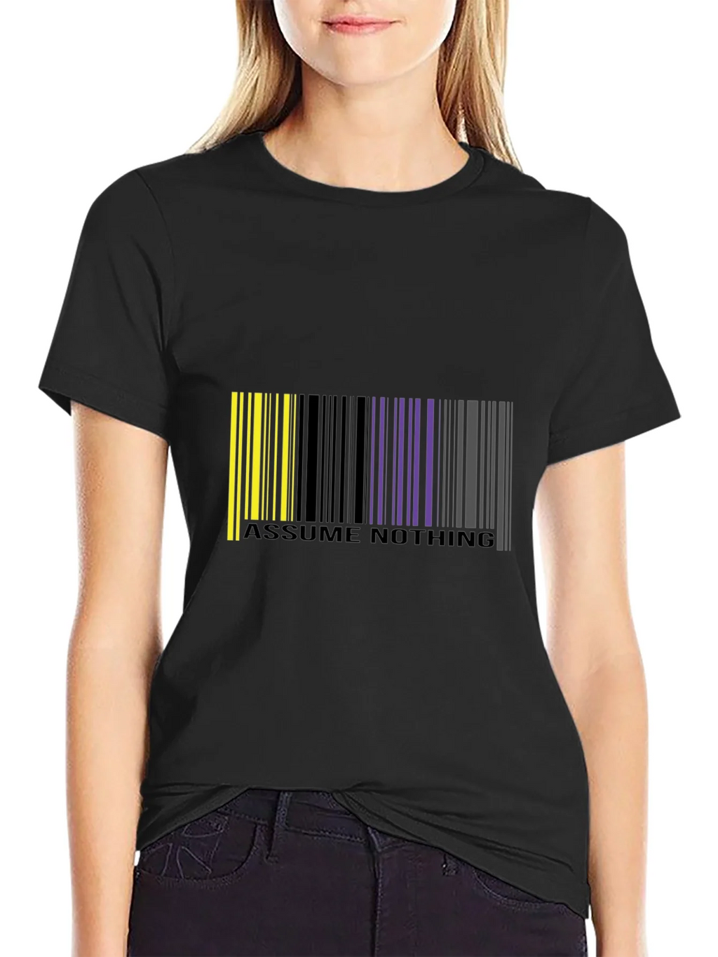 Assume Nothing Barcode Graphic T-Shirt