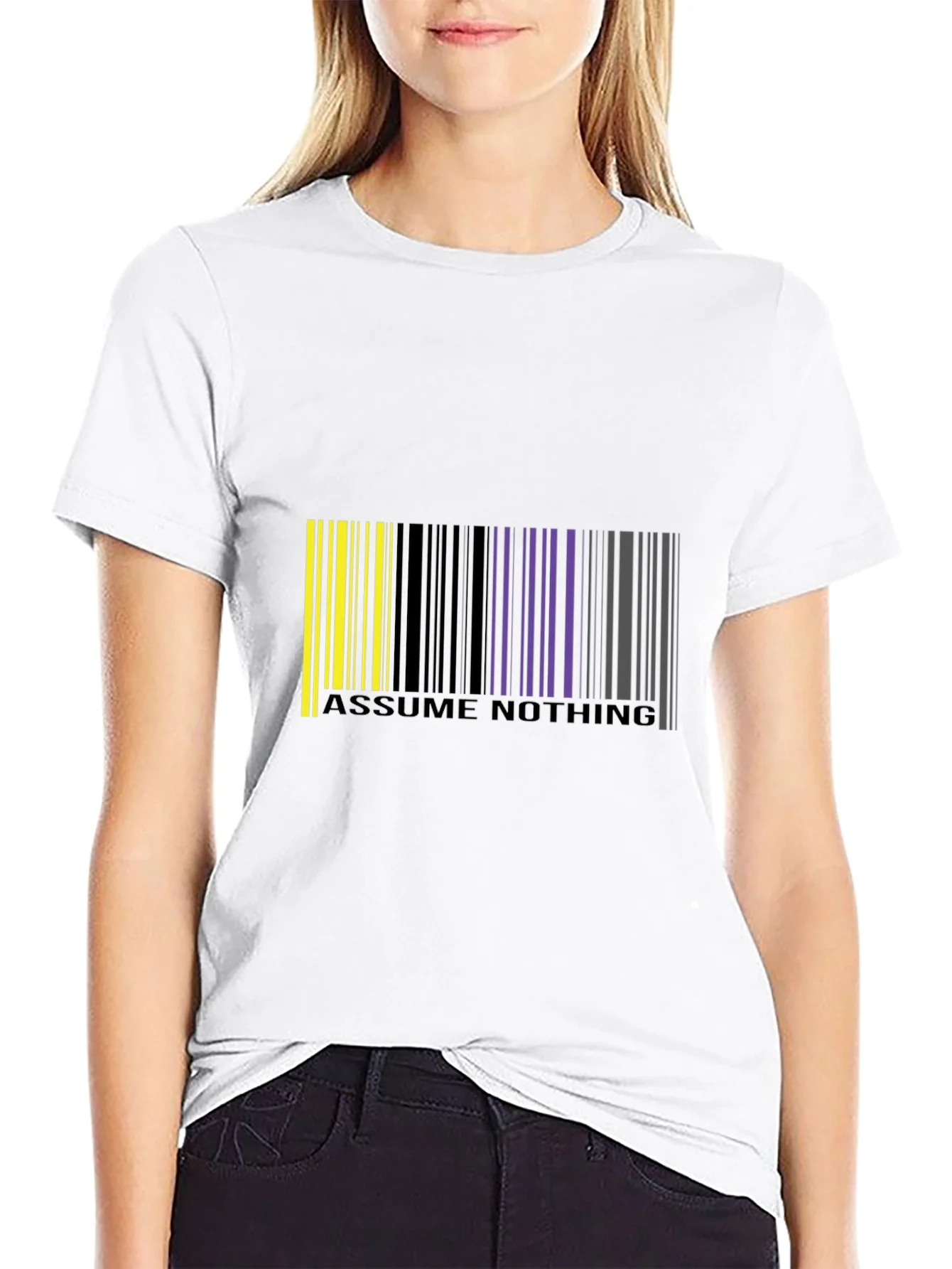 Assume Nothing Barcode Graphic T-Shirt