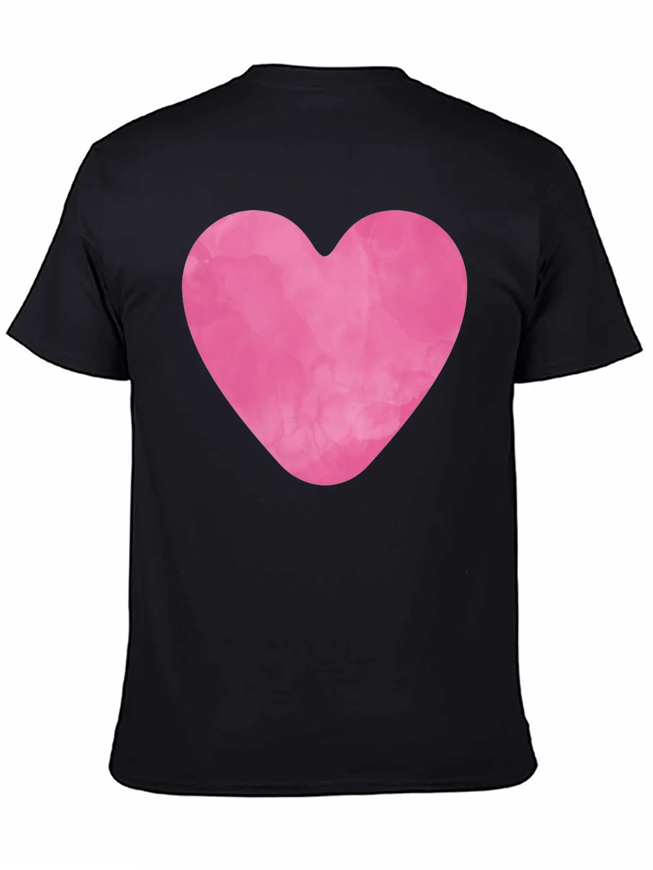 Pink Heart Graphic Black Tee