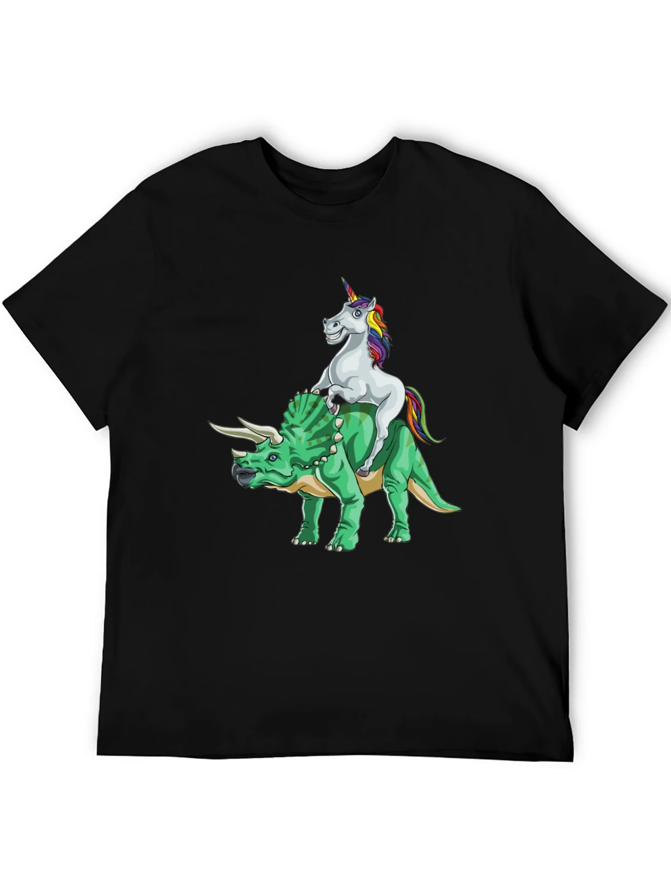 Unicorn Riding Triceratops Graphic Tee