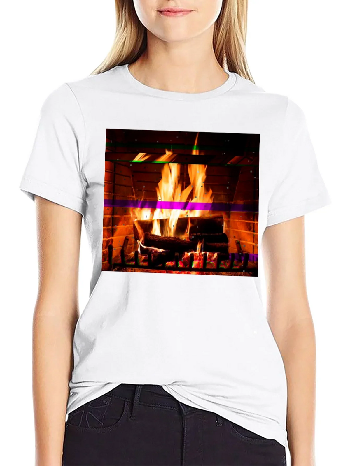 Cozy Fireplace Graphic T-Shirt