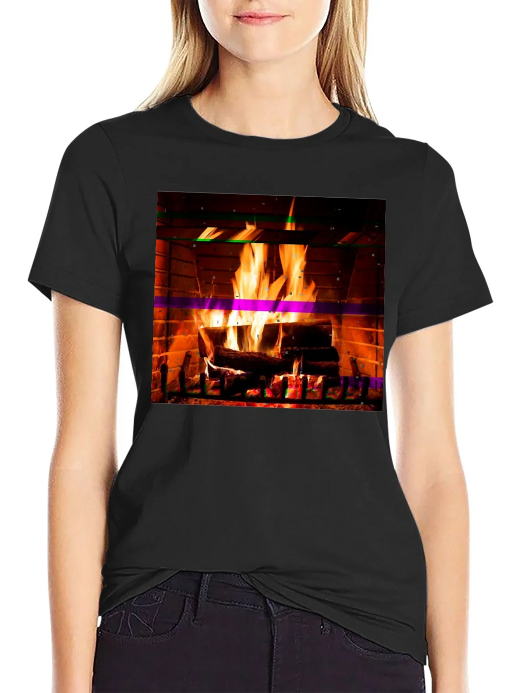 Cozy Fireplace Graphic T-Shirt