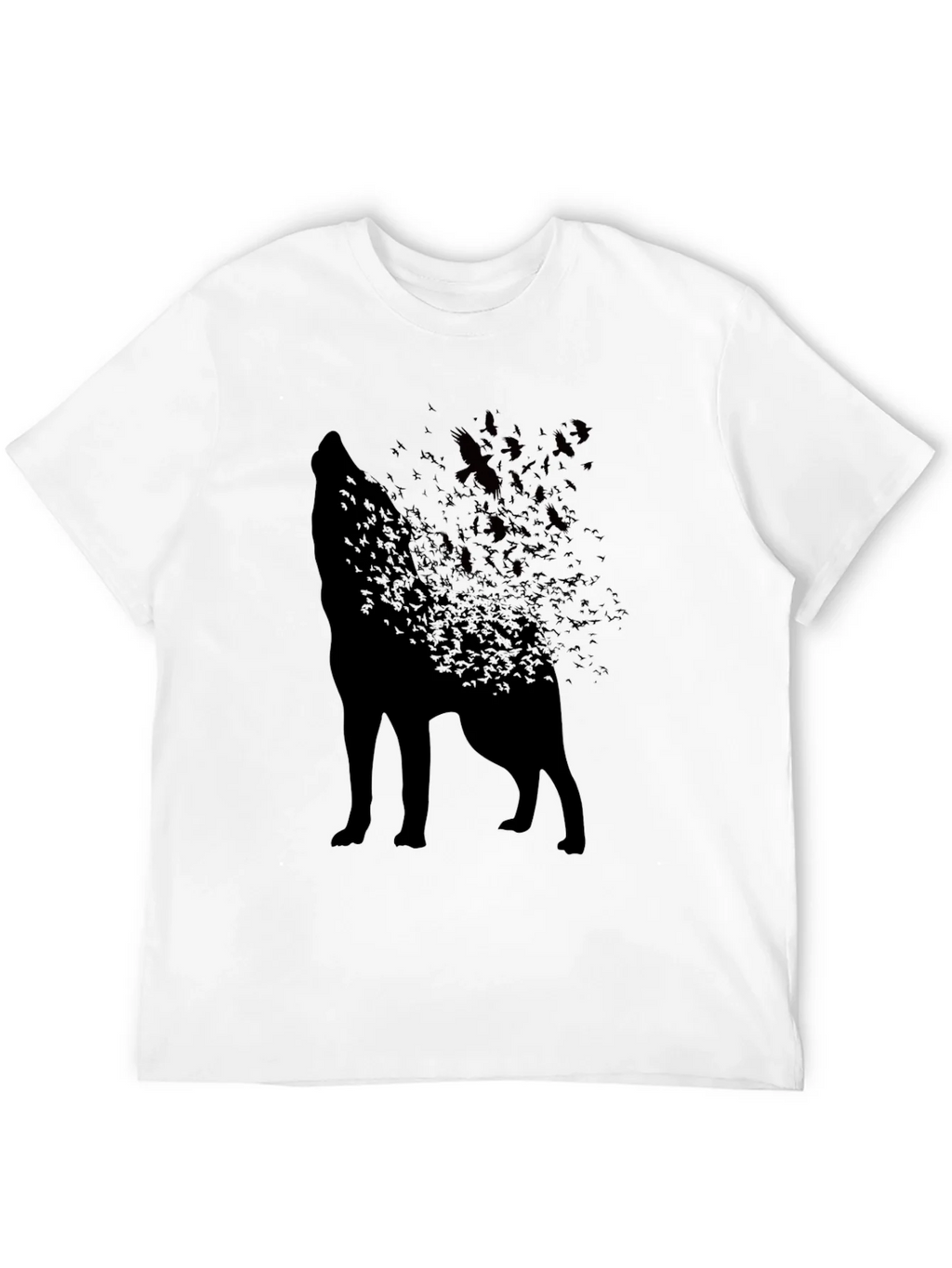 Wolf Silhouette T-Shirt - Unique Bird Design