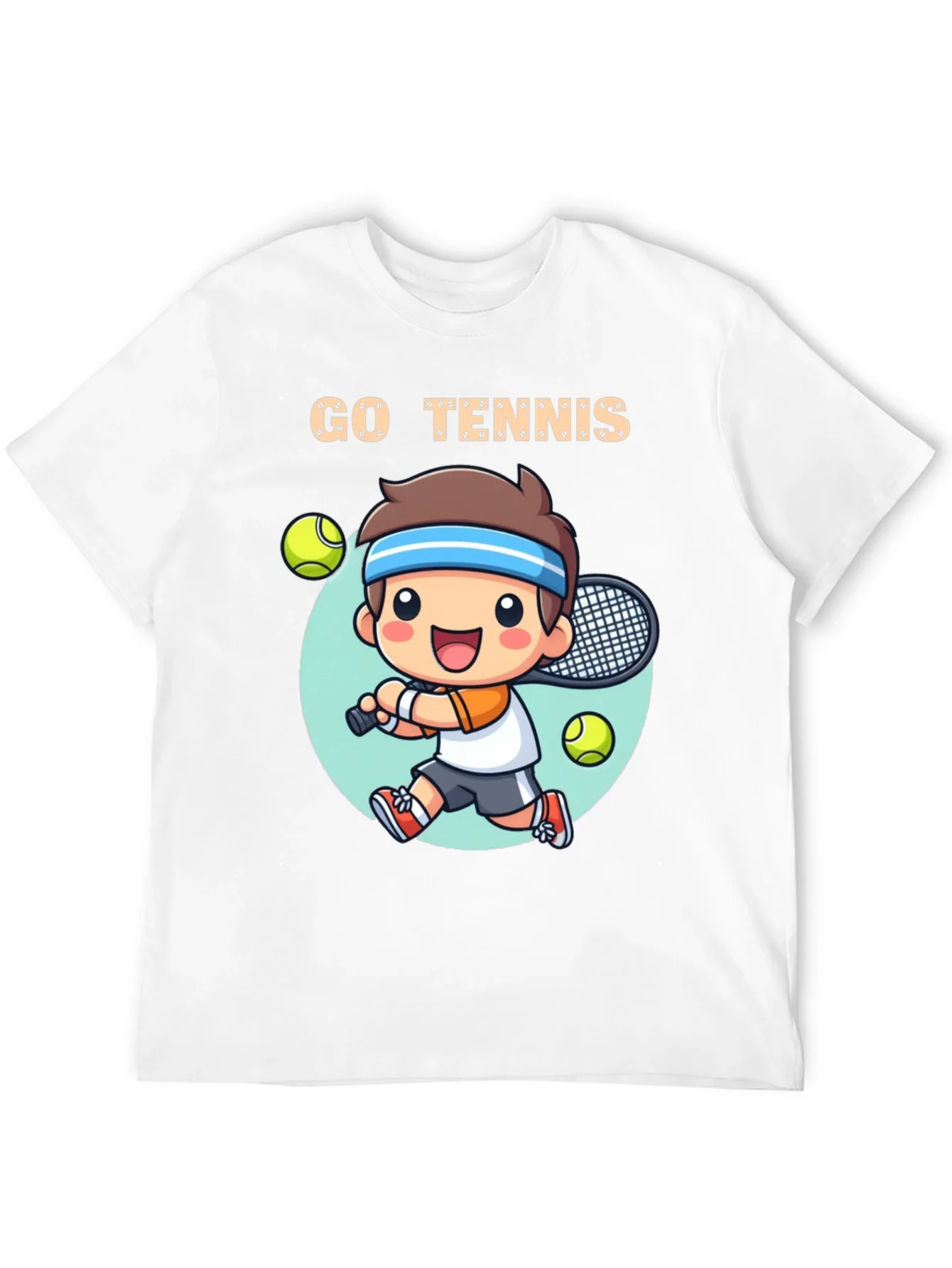 Go Tennis Cartoon T-Shirt - Sporty Graphic Tee