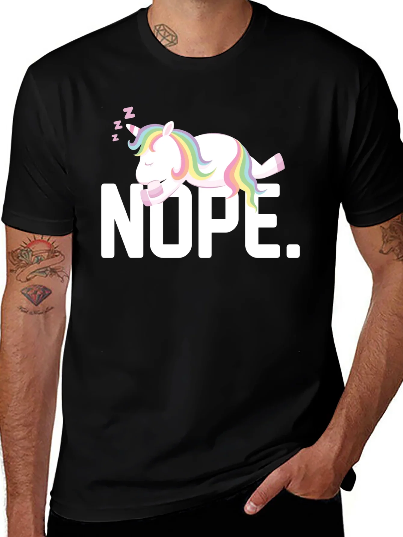 Nope Unicorn T-Shirt - Funny Sleepy Graphic Tee