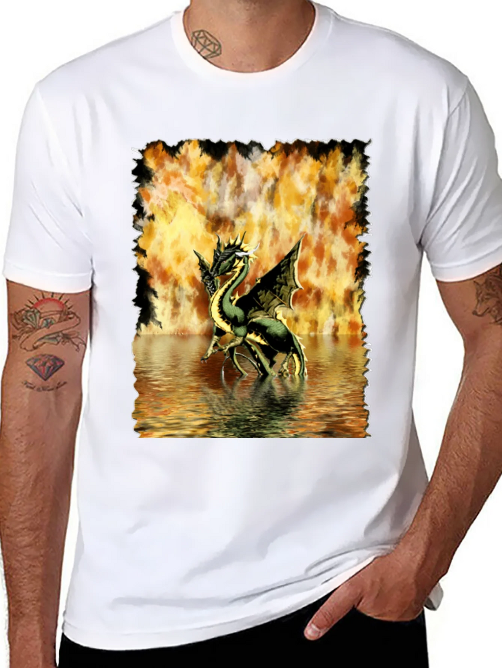 Dragon T-Shirt: Fire & Water Graphic Tee