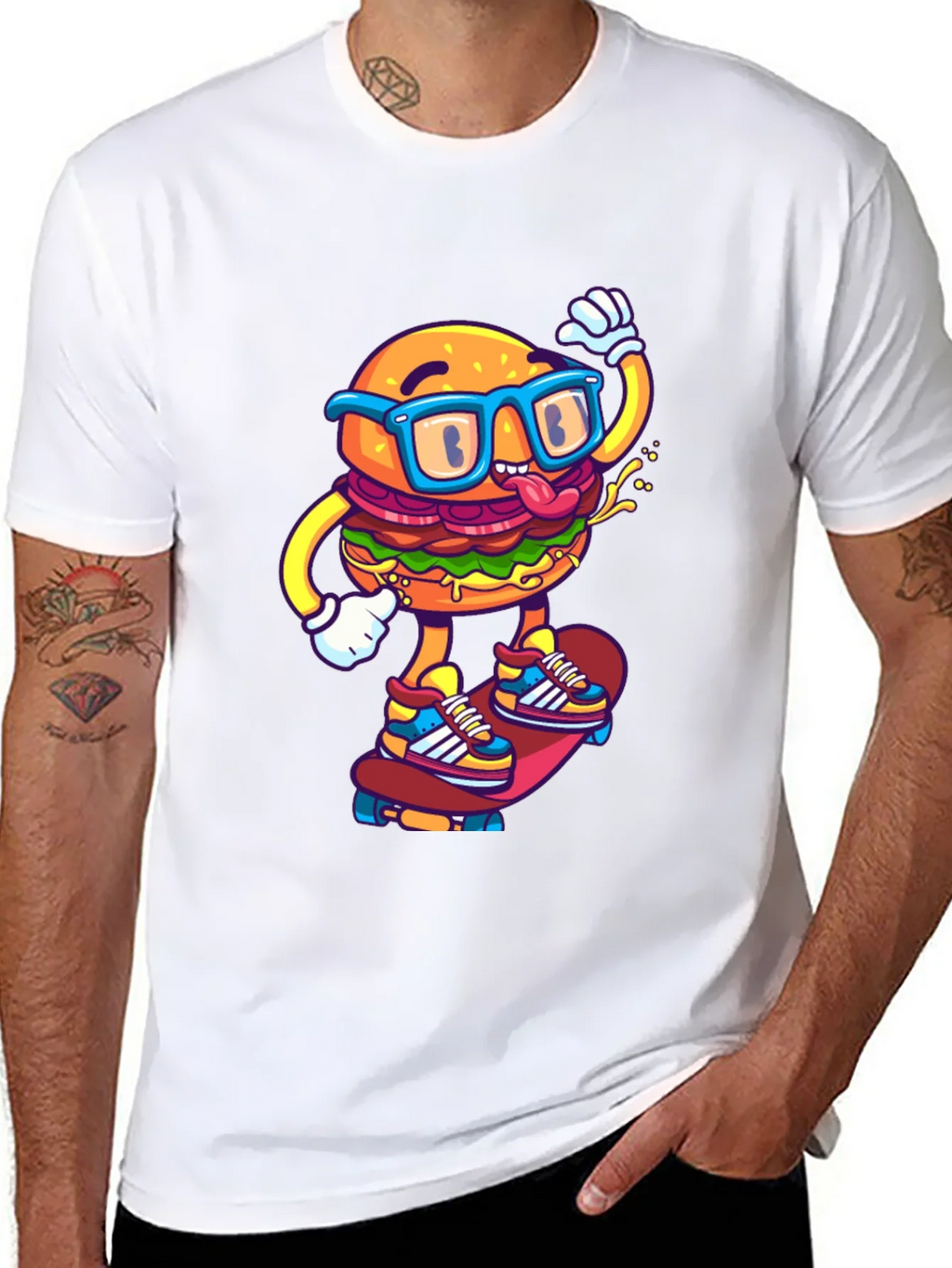 Burger Skater Graphic Tee - Cool Black T-Shirt