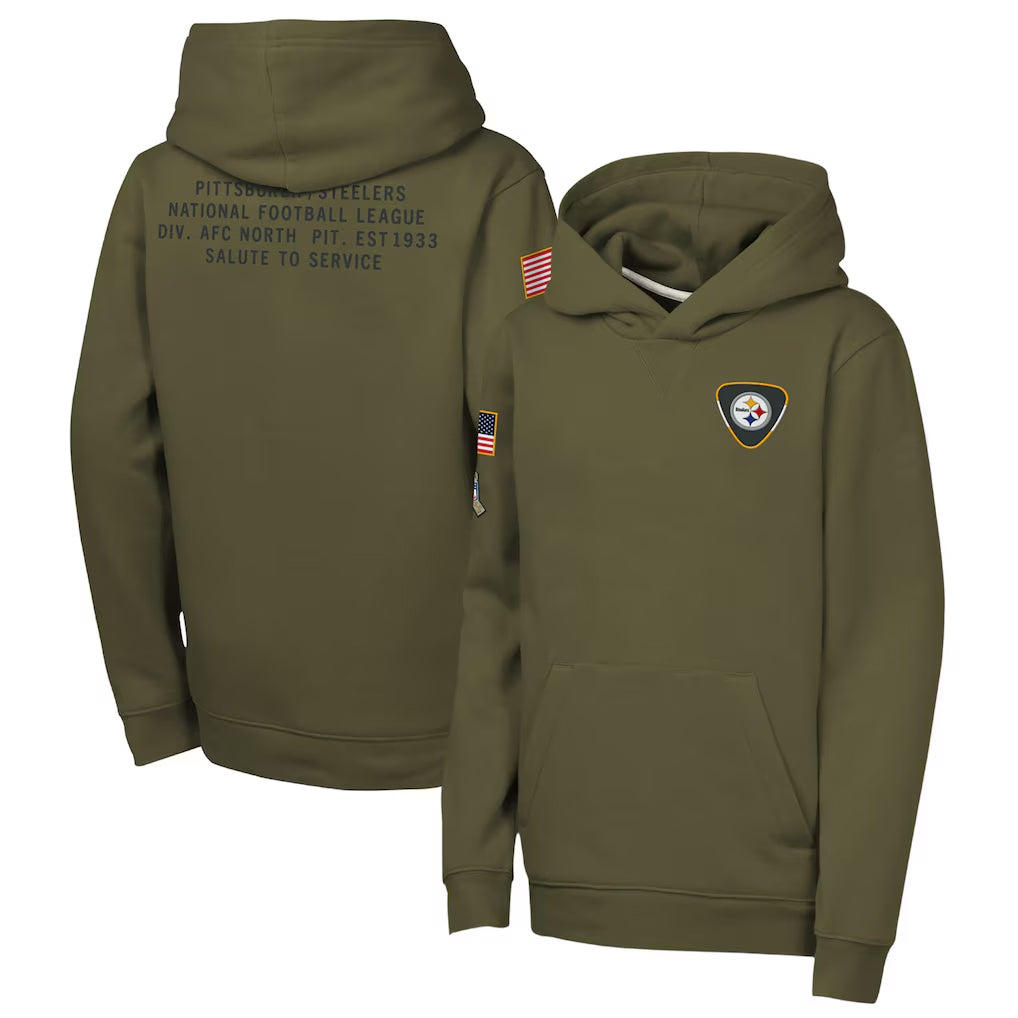 P.Steelers Player Olive Salute to Service Club Fleece Hoodie Football Jerseys