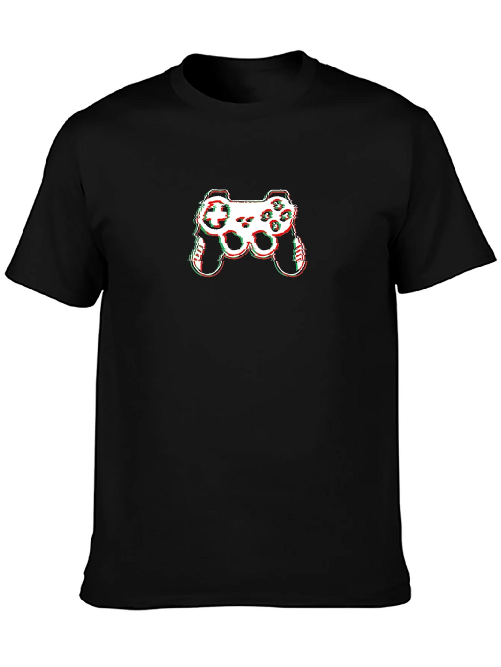 Gamer Glitch Graphic Tee - Black Cotton T-Shirt