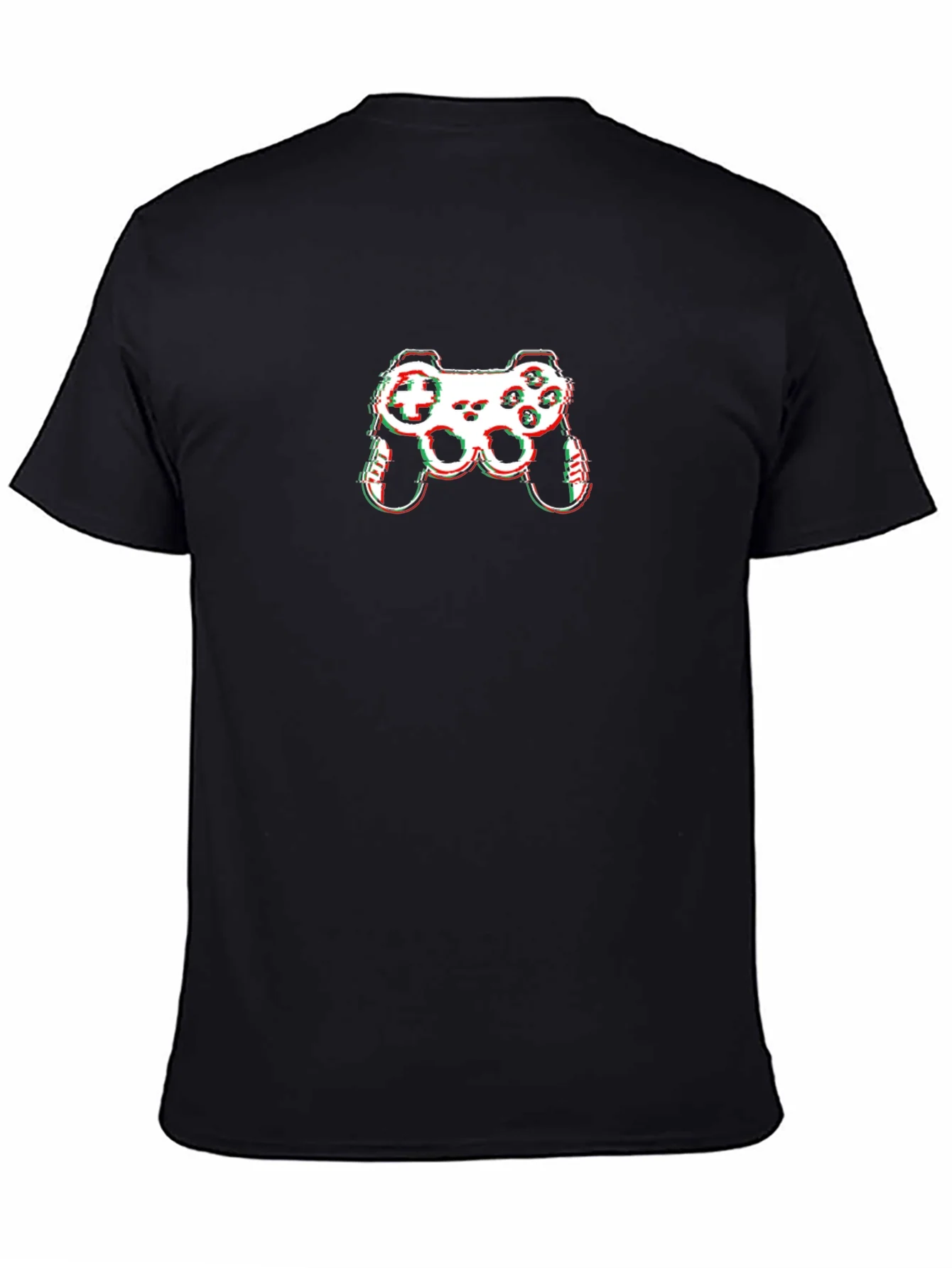 Gamer Glitch Graphic Tee - Black Cotton T-Shirt