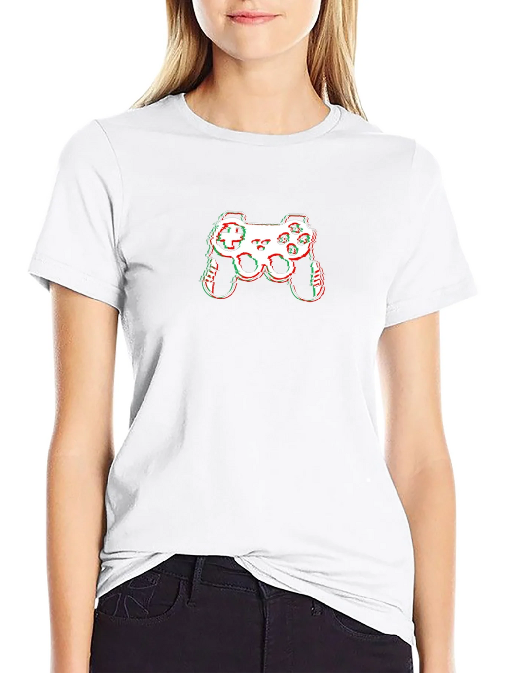Gamer Glitch Graphic Tee - Black Cotton T-Shirt