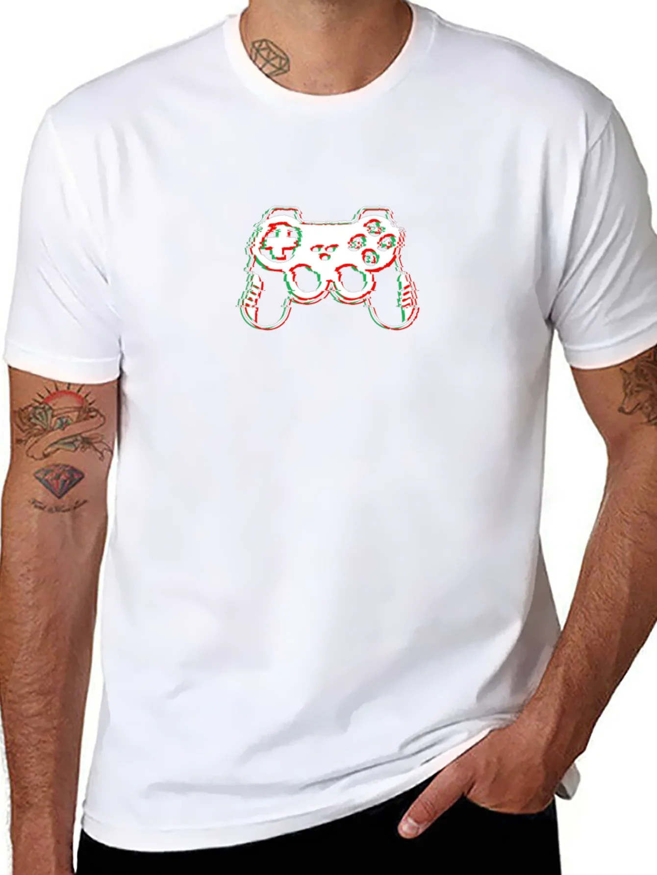 Gamer Glitch Graphic Tee - Black Cotton T-Shirt