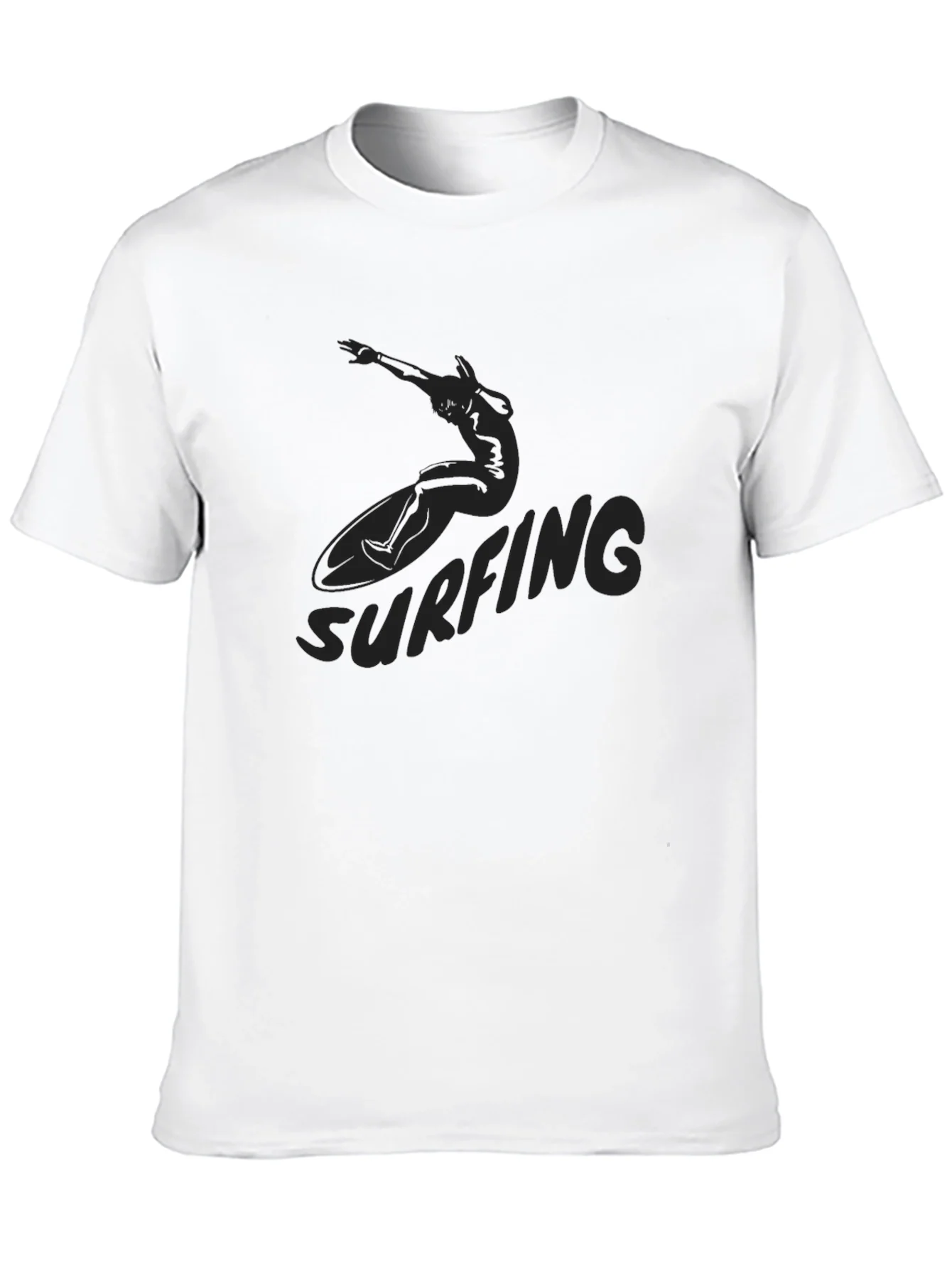Black Surfing Graphic Tee for Men
