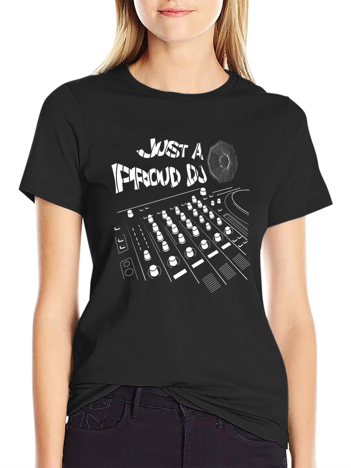 Just a Proud DJ Black Graphic T-Shirt