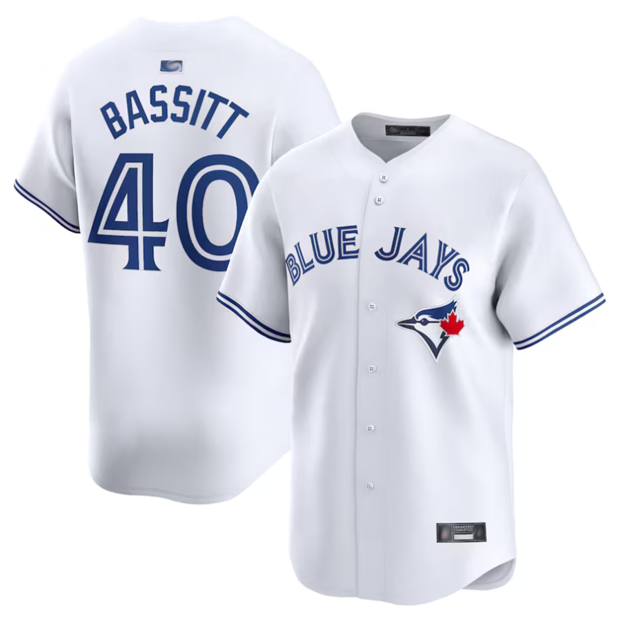 T.Blue Jays #40 Chris Bassitt Player White Home Limited Baseball Jerseys
