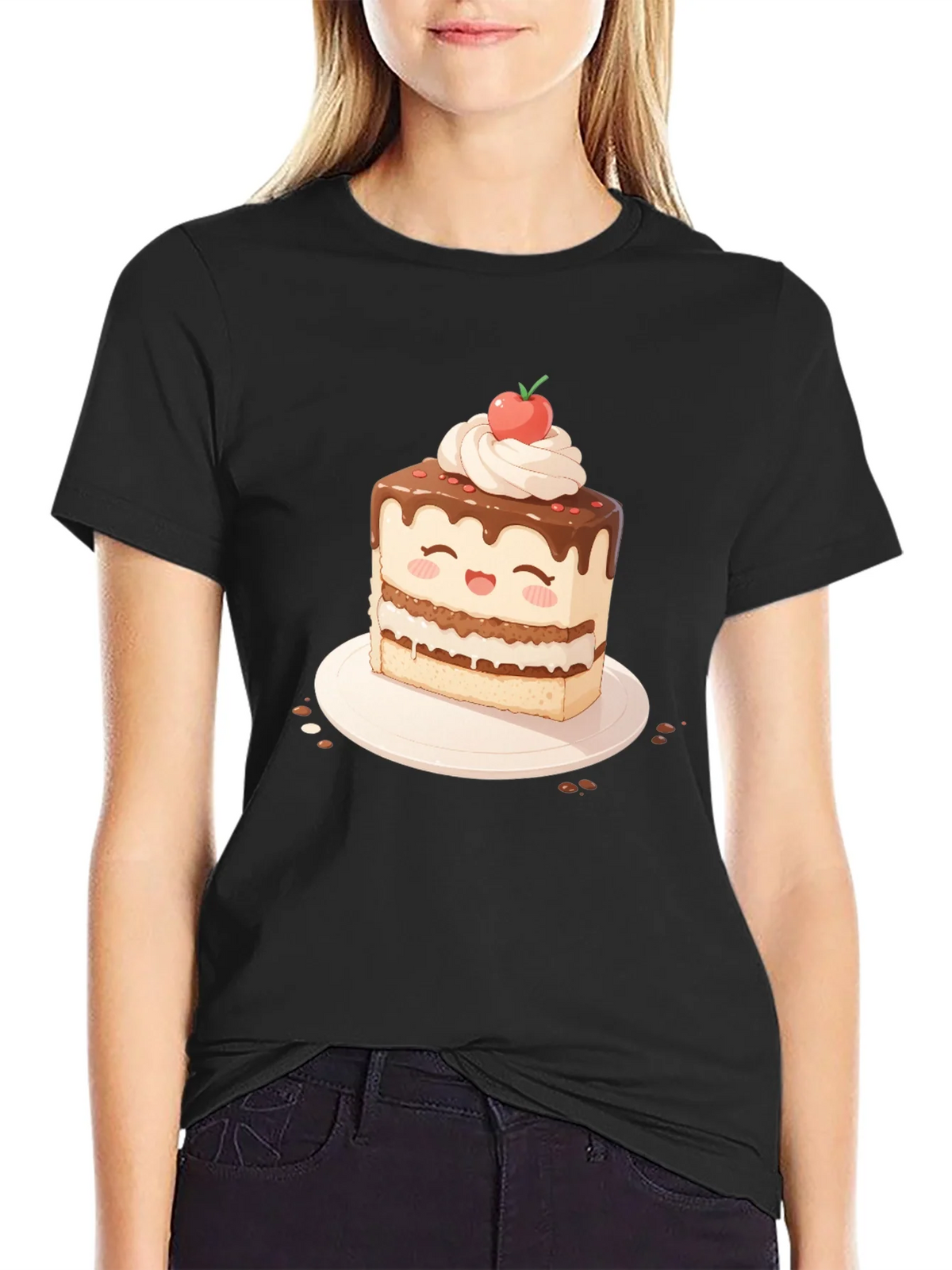 Cute Cake Slice Graphic T-Shirt - Sweet Treat Tee