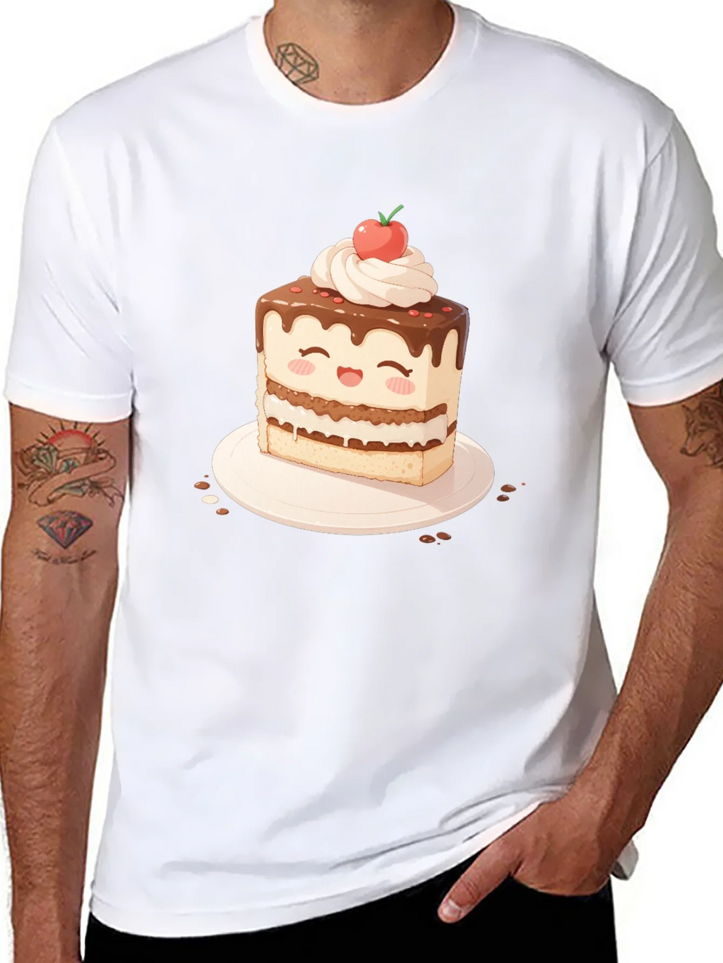 Cute Cake Slice Graphic T-Shirt - Sweet Treat Tee