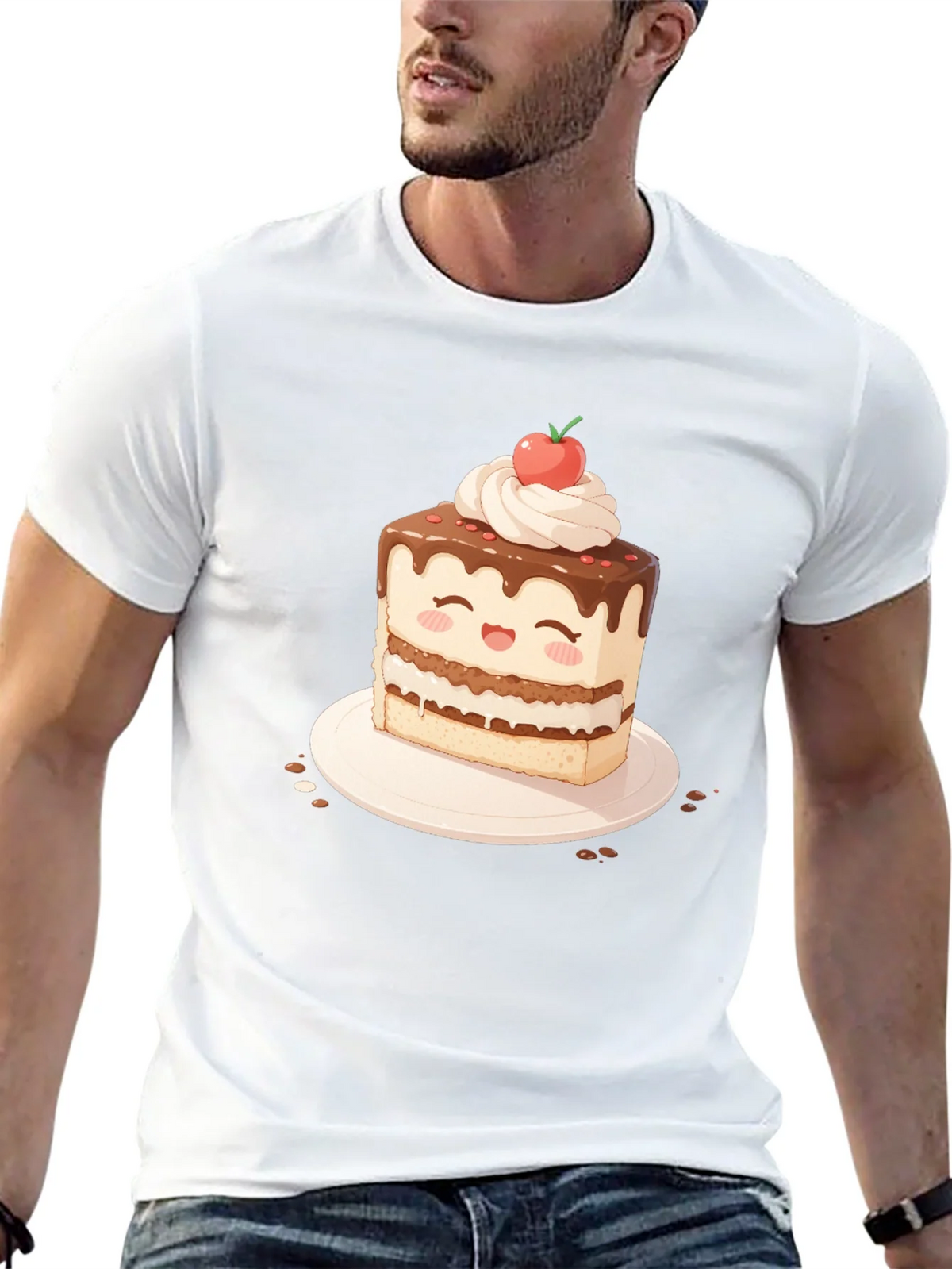 Cute Cake Slice Graphic T-Shirt - Sweet Treat Tee