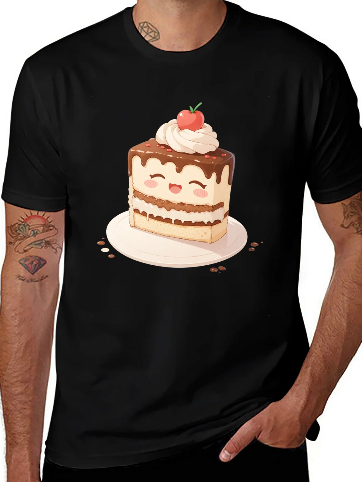 Cute Cake Slice Graphic T-Shirt - Sweet Treat Tee