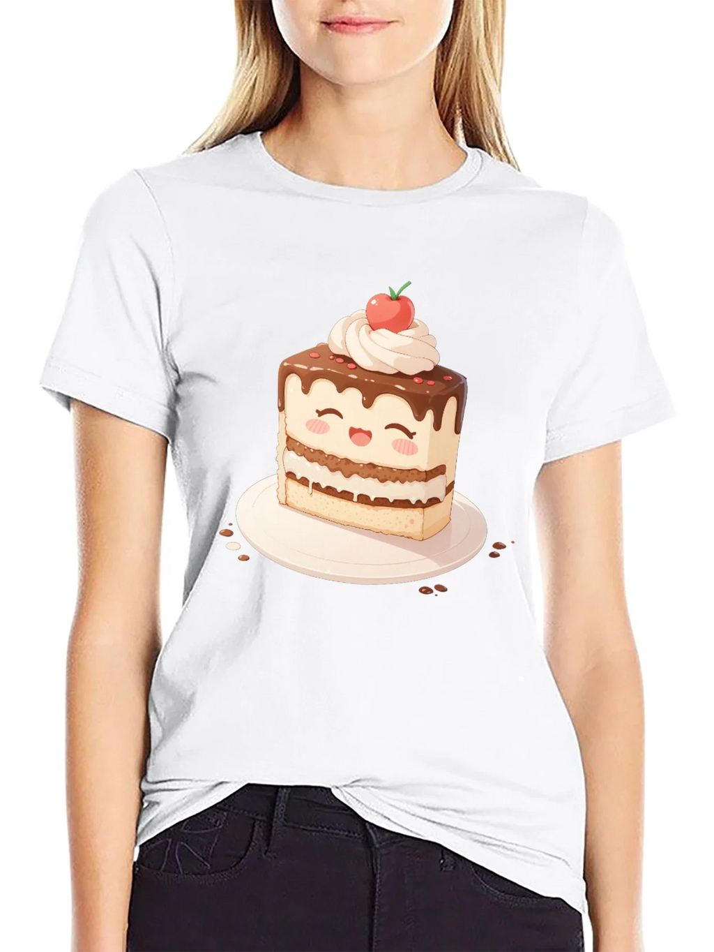 Cute Cake Slice Graphic T-Shirt - Sweet Treat Tee