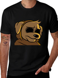 Cartoon Dog Graphic T-Shirt - Soft Black Tee