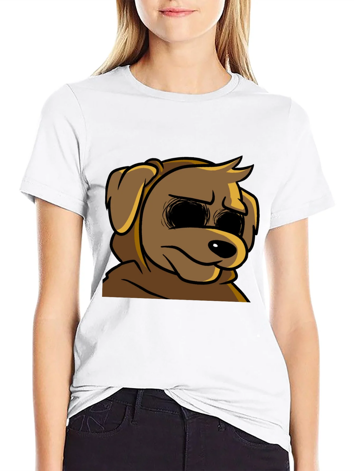 Cartoon Dog Graphic T-Shirt - Soft Black Tee