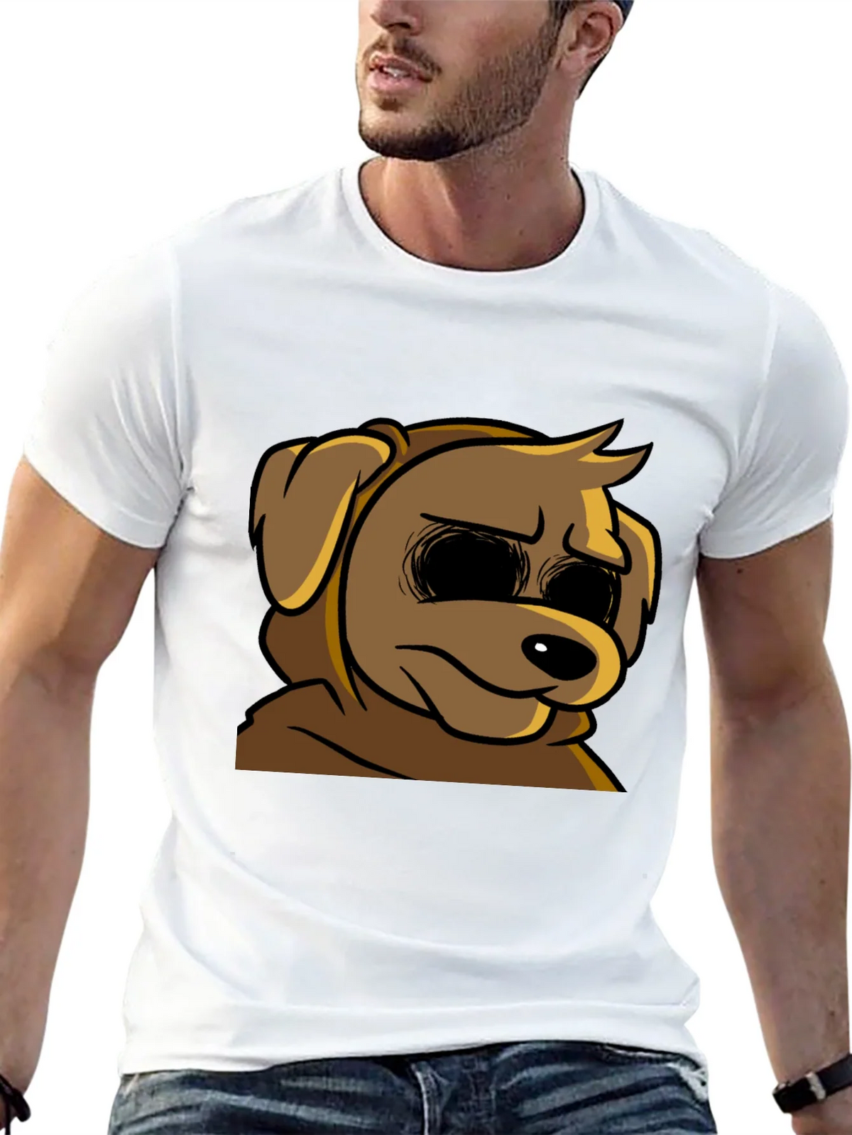 Cartoon Dog Graphic T-Shirt - Soft Black Tee