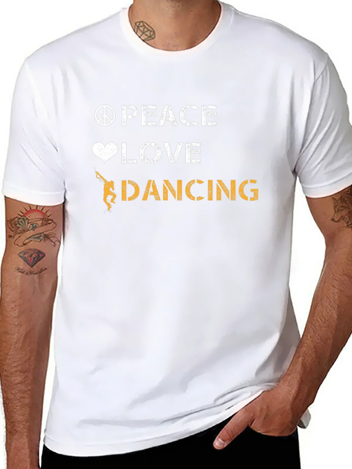 Peace Love Dancing Graphic Tee - Cool Dancer T-Shirt