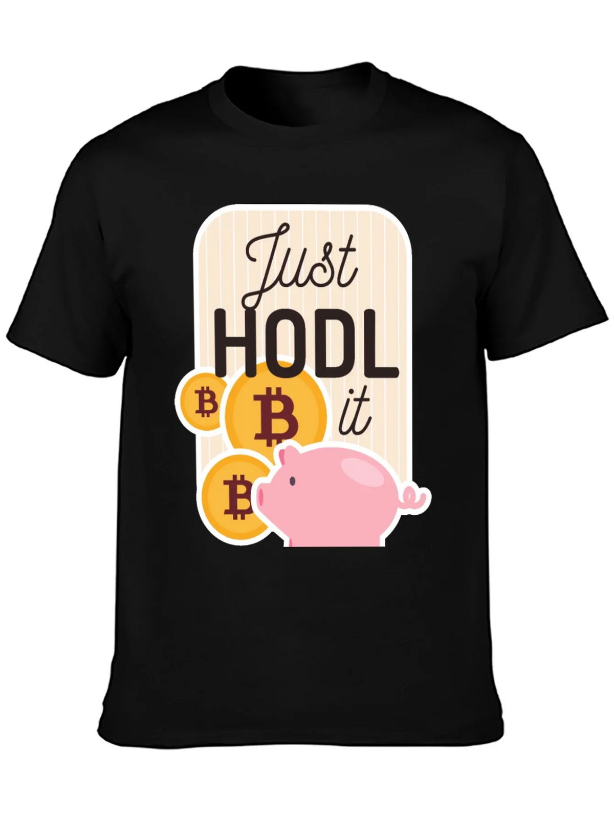 Just Hodl It Bitcoin Piggy Bank Black T-Shirt