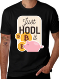 Just Hodl It Bitcoin Piggy Bank Black T-Shirt