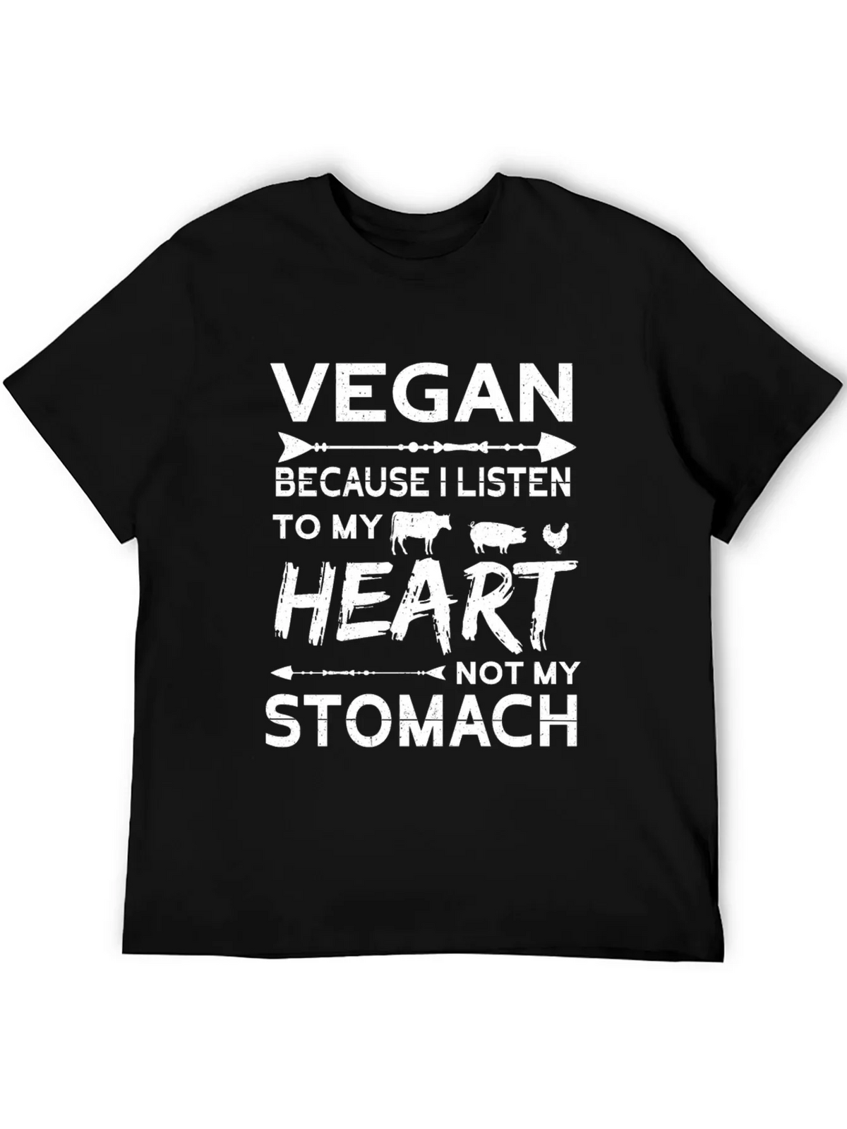 Vegan Heart Listen T-Shirt - Unisex Black Tee