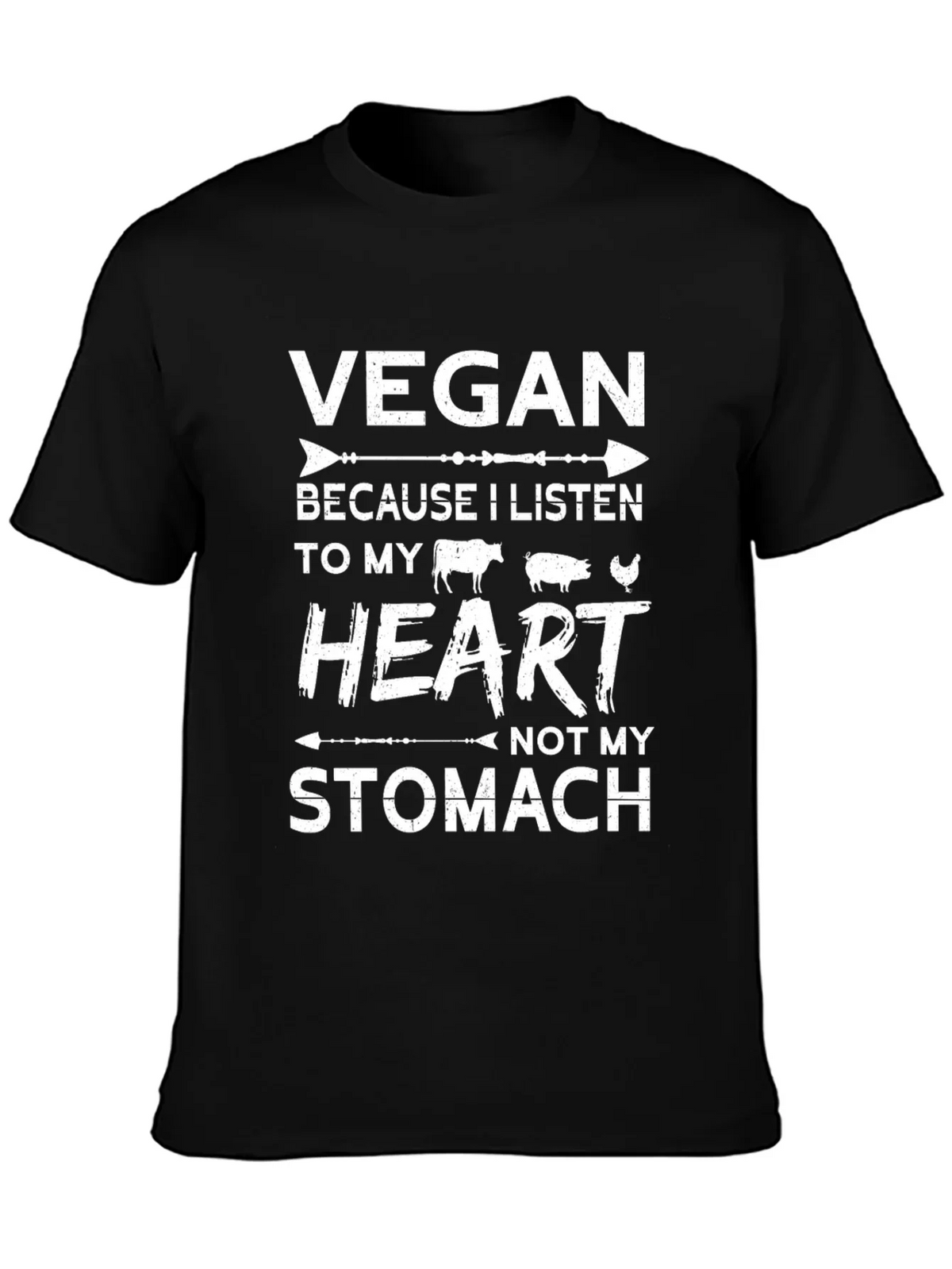 Vegan Heart Listen T-Shirt - Unisex Black Tee