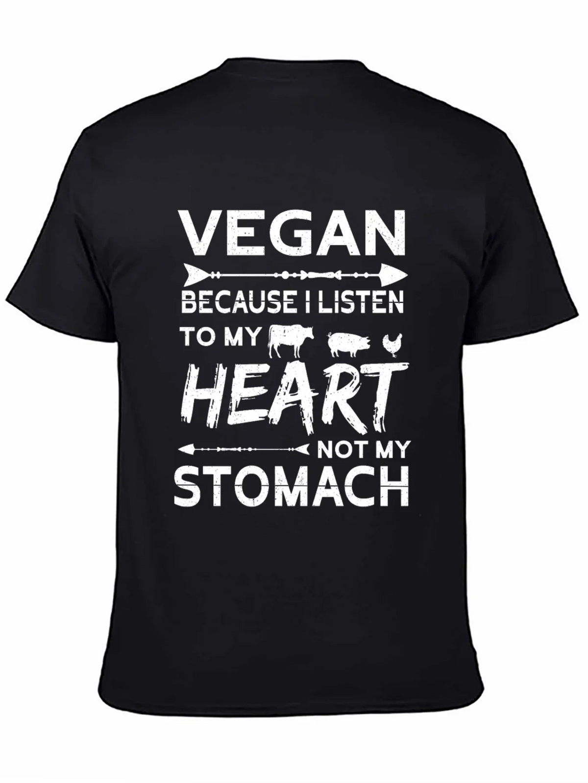 Vegan Heart Listen T-Shirt - Unisex Black Tee