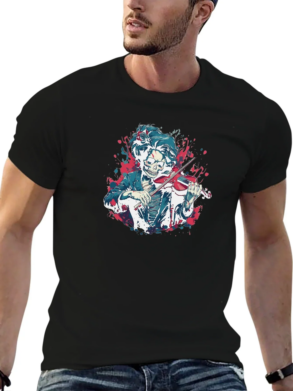 Skeleton Violinist Graphic Tee - Unique Music Lover Shirt