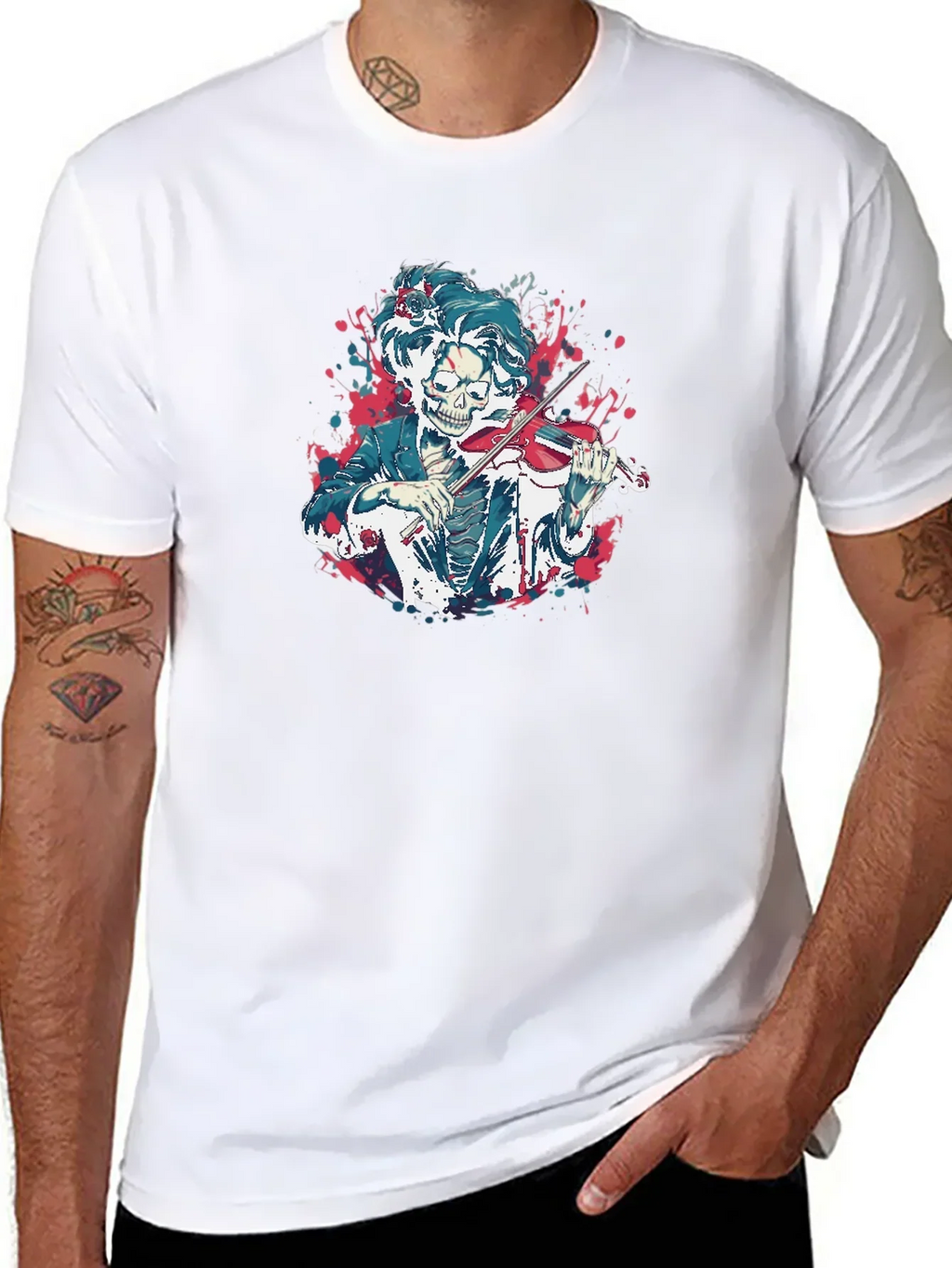 Skeleton Violinist Graphic Tee - Unique Music Lover Shirt