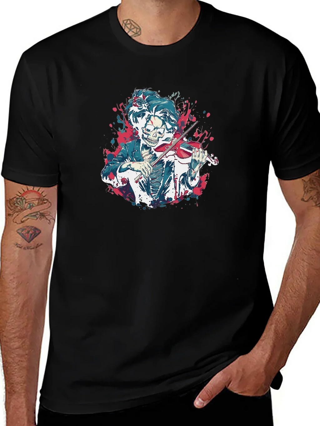 Skeleton Violinist Graphic Tee - Unique Music Lover Shirt