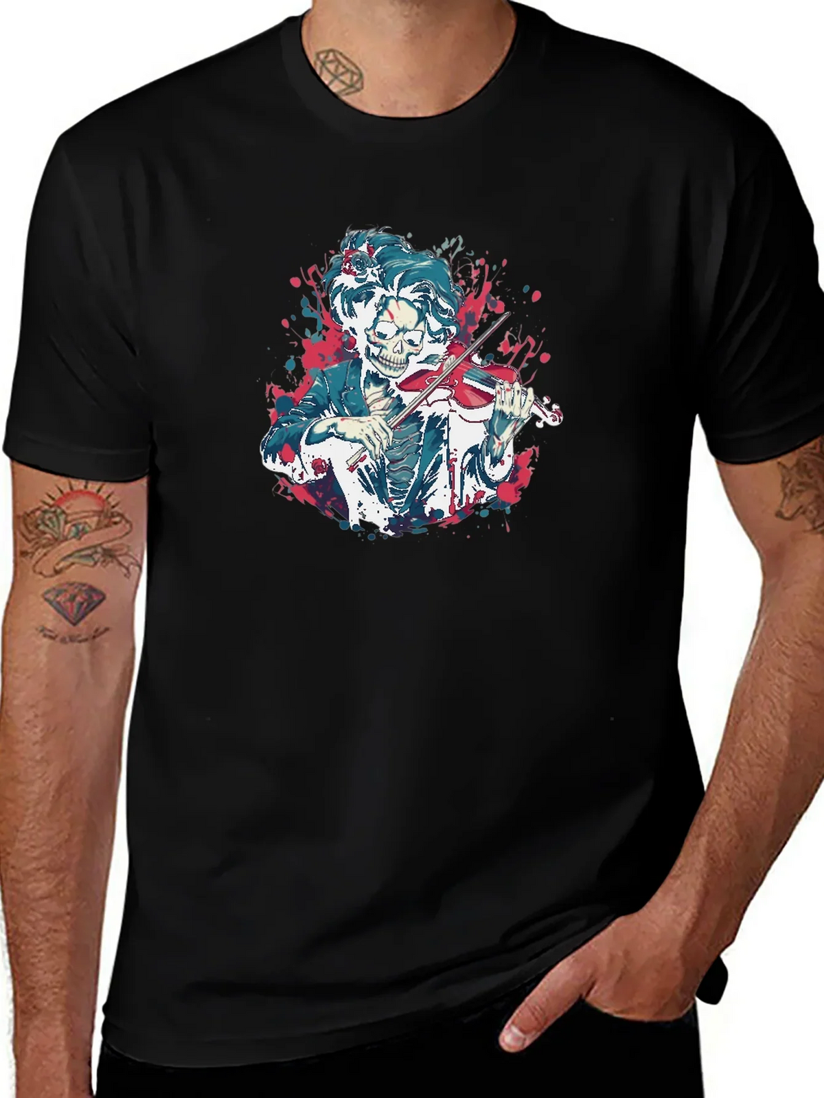 Skeleton Violinist Graphic Tee - Unique Music Lover Shirt
