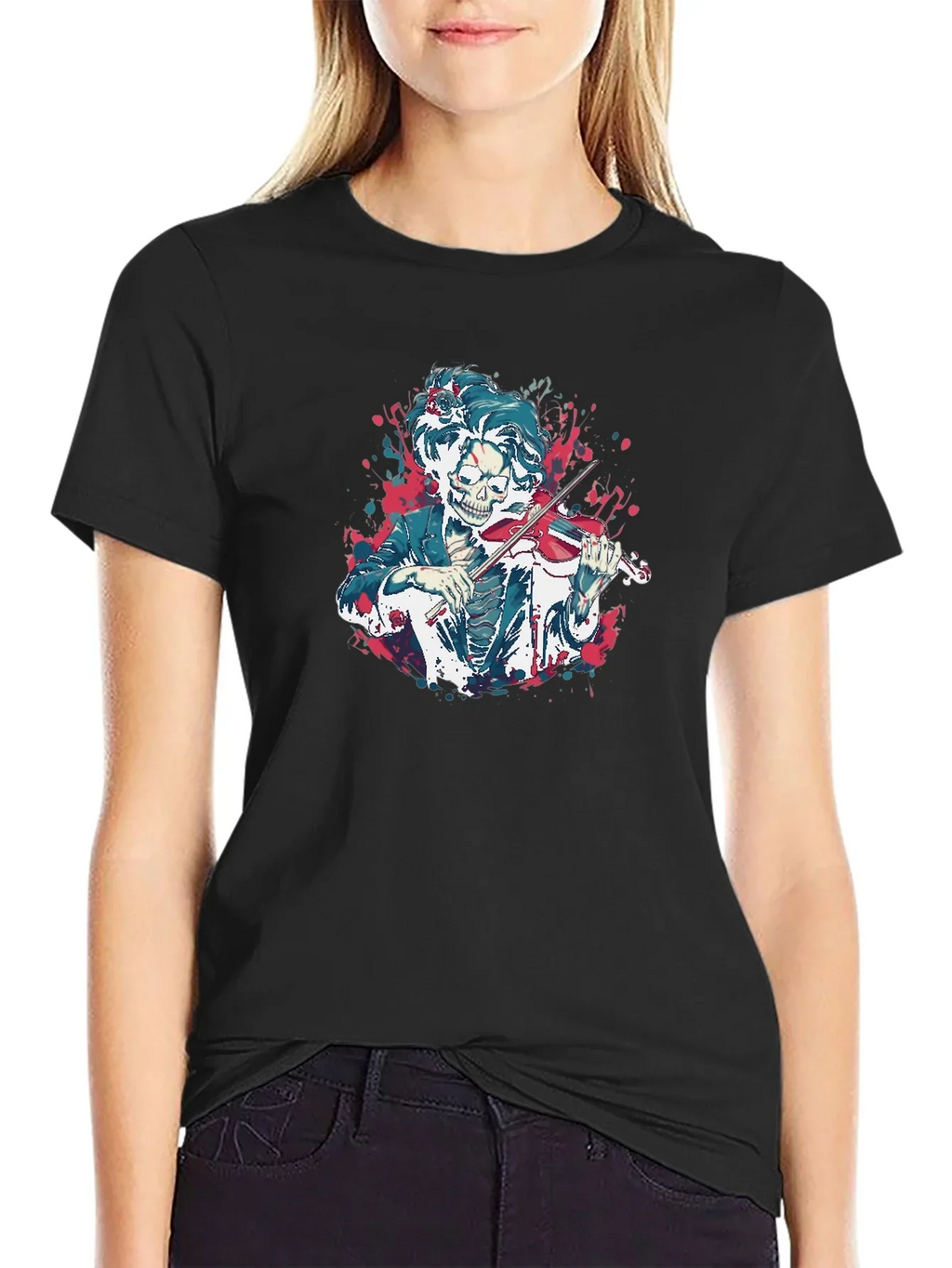 Skeleton Violinist Graphic Tee - Unique Music Lover Shirt