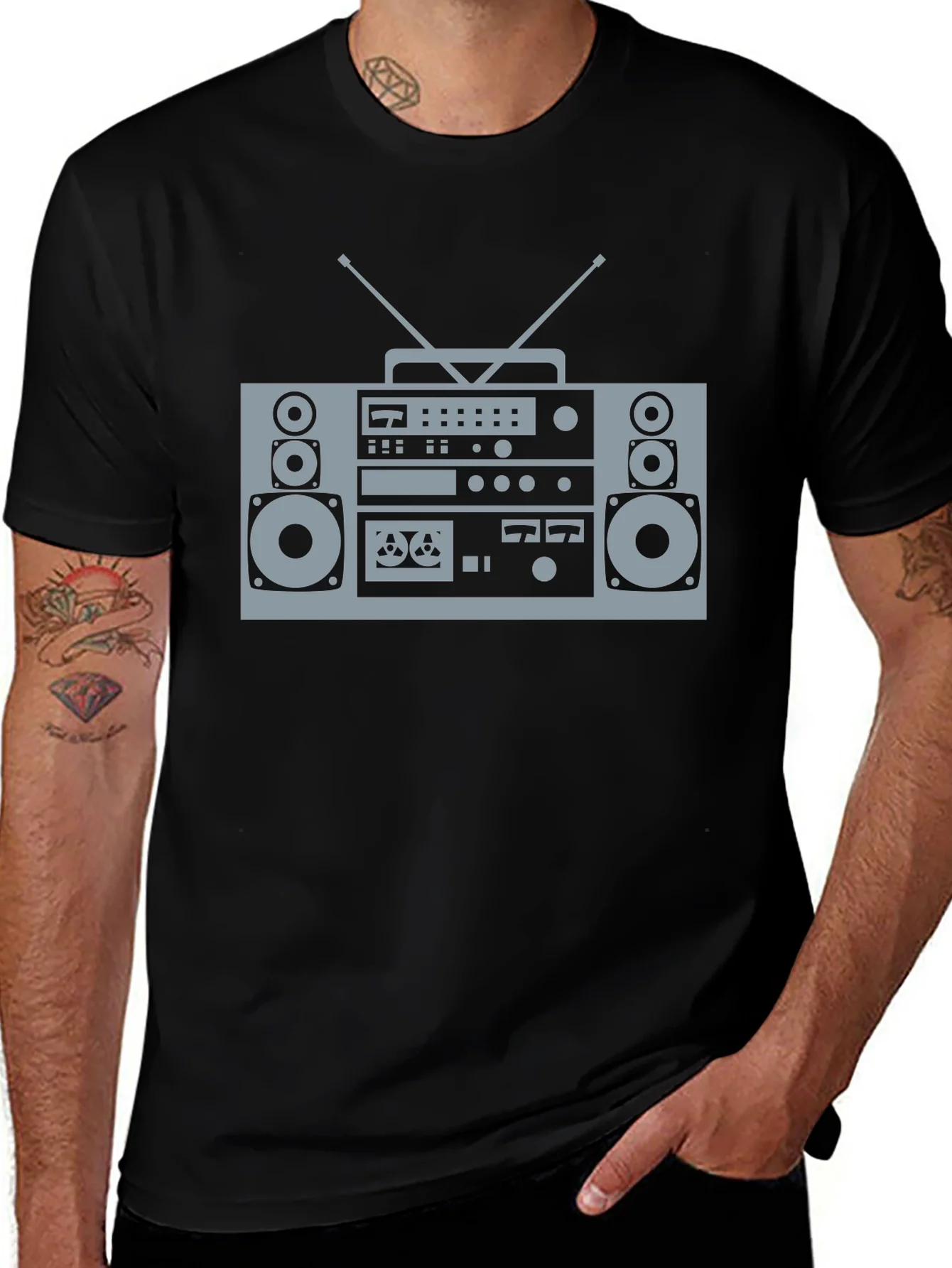 Retro Boombox Graphic T-Shirt - Vintage Style