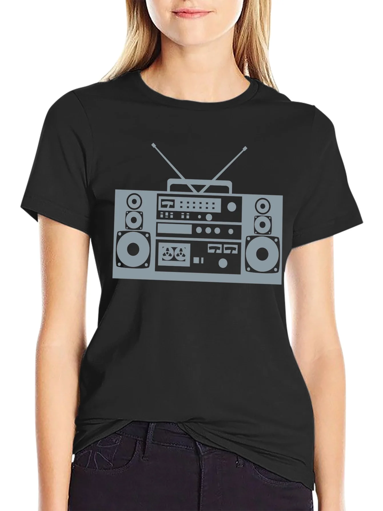 Retro Boombox Graphic T-Shirt - Vintage Style