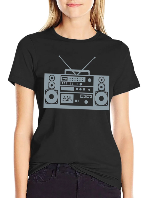 Retro Boombox Graphic T-Shirt - Vintage Style