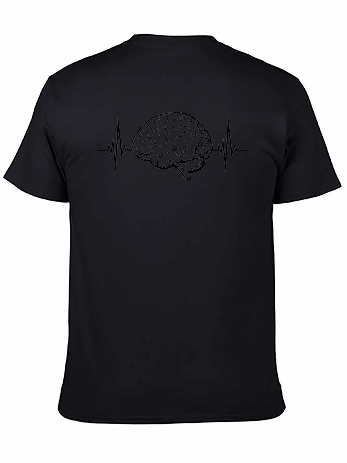 Brain Heartbeat Graphic Tee - Black