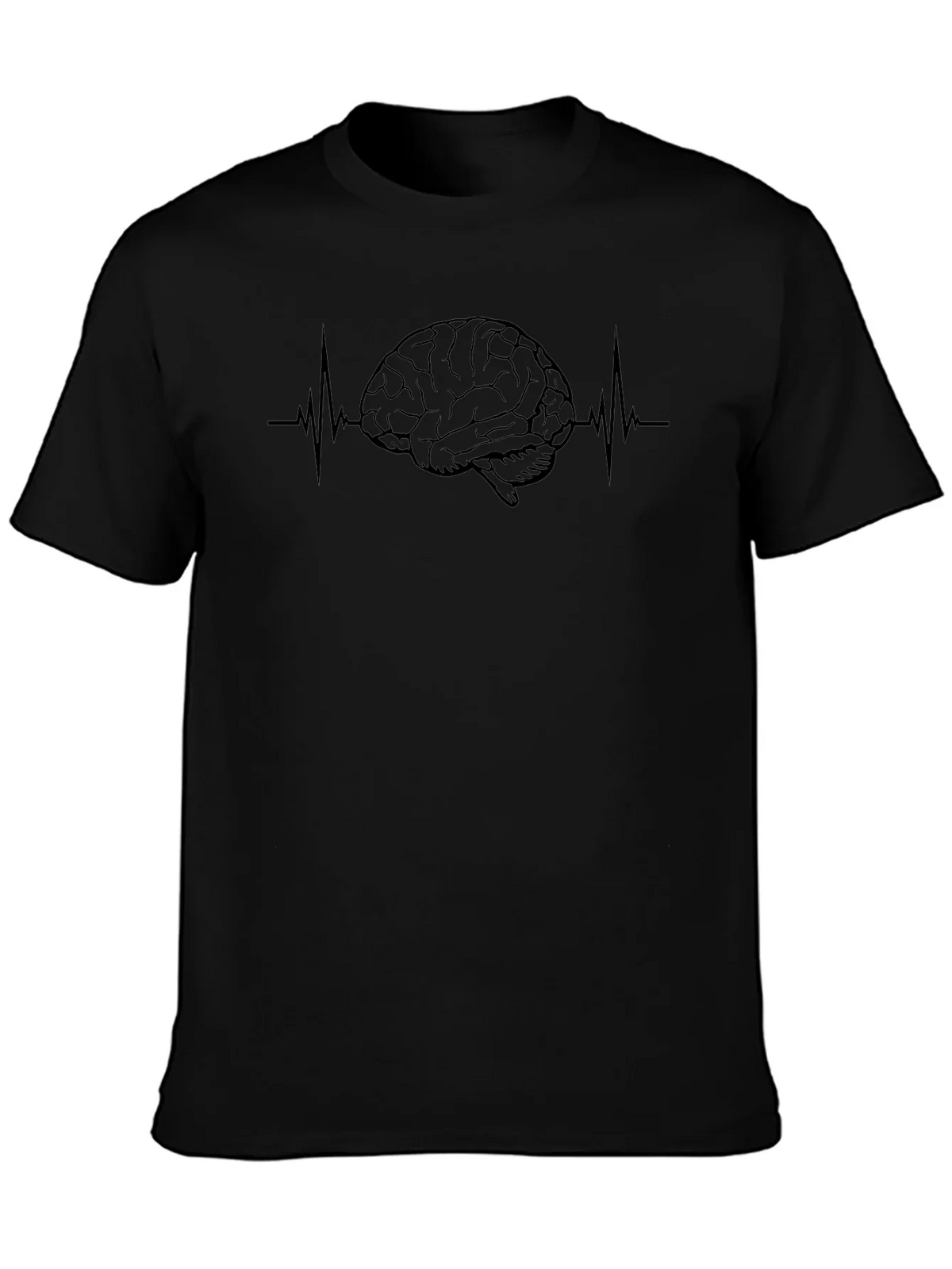Brain Heartbeat Graphic Tee - Black