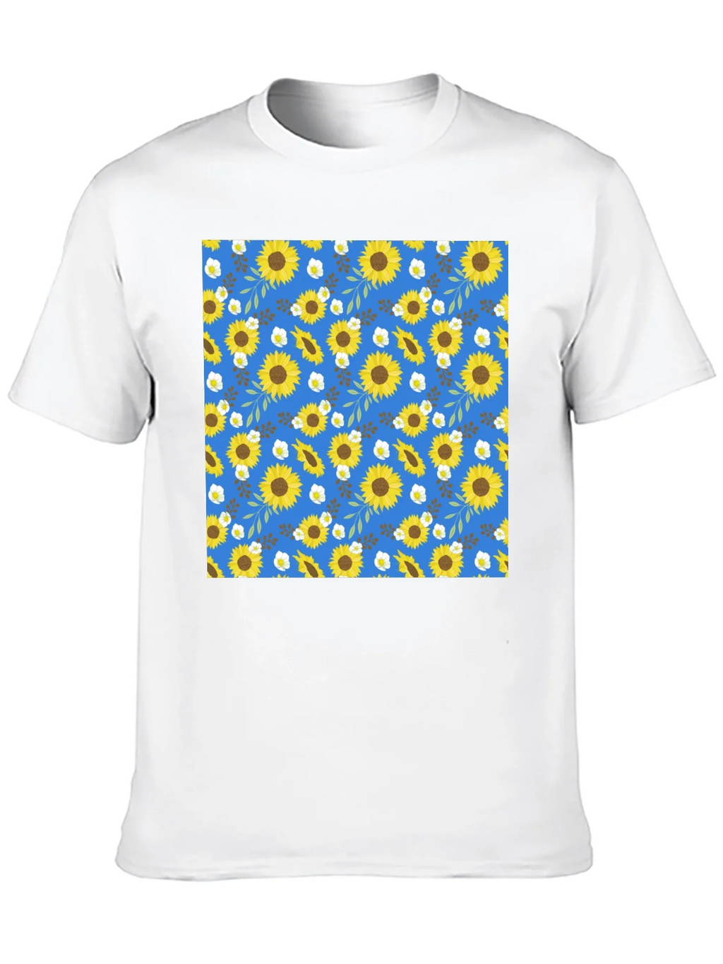 Sunflower Pattern Black T-Shirt