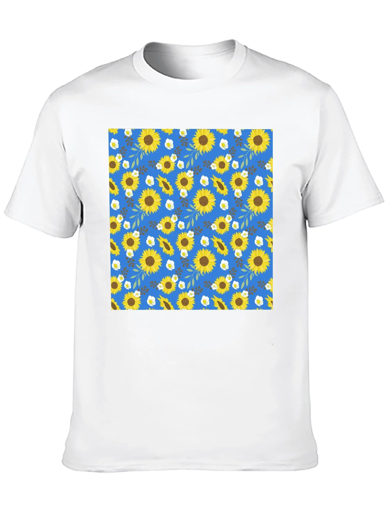 Sunflower Pattern Black T-Shirt